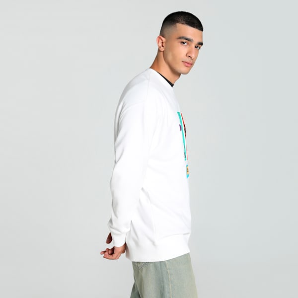 GRAPHICS "Technisch" Men's Relaxed Fit Crew-Neck Sweatshirt, PUMA White, extralarge-IND
